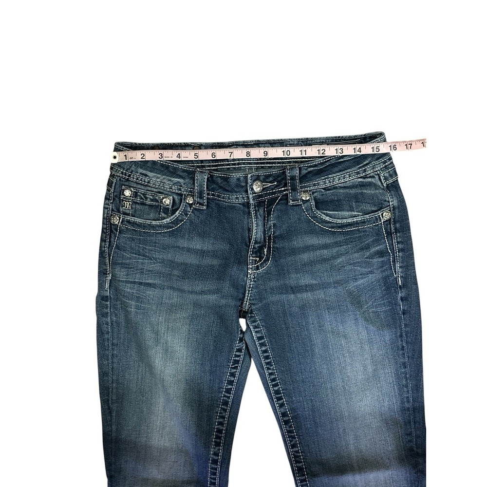 Miss Me Women's Light Wash Bootcut Jeans Low Rise Slim Fit Embellished WINGS 30 - Picture 8 of 10